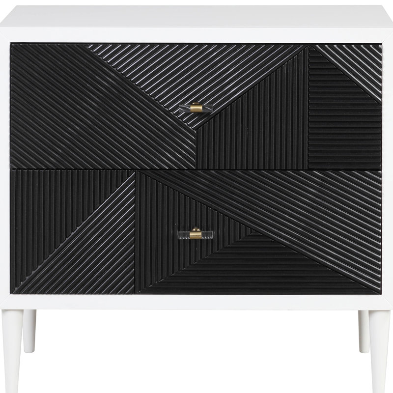Table de chevet blanche et noire 2 - ajoute à la chambre à coucher avec 2 tiroirs