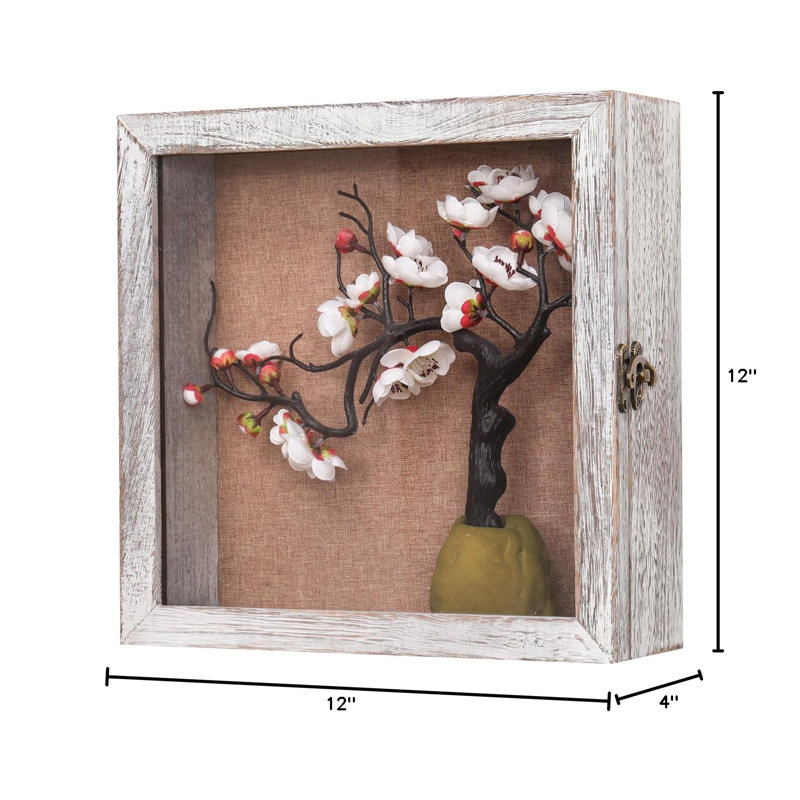 12X12x4 Shadow Box, Exterior Depth 4In Extra Deep Shadow Boxes Display Cases For Pictures, Photos And Keepsake(Distressed White)