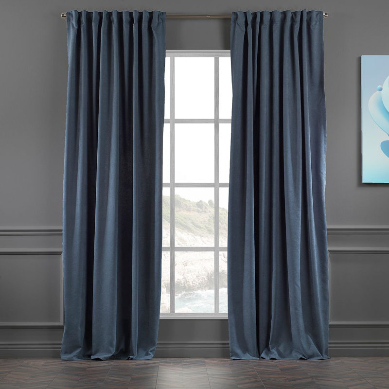 Blackout Thermal with Liner Extra Long & Extra Wide Decorative Curtain Single Panel, 280cm Width x 295cm Drop, Sky Blue