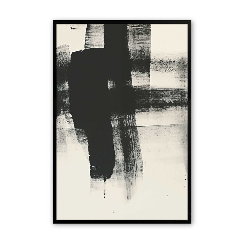 Imprimé gris anthracite Whisper III, H 21 po x l 17 po, Cadre noir satiné