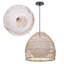 Luminaire suspendu en rotin, luminaire suspendu en osier fabriqué à la main - globe blanc à l'intérieur-927034398