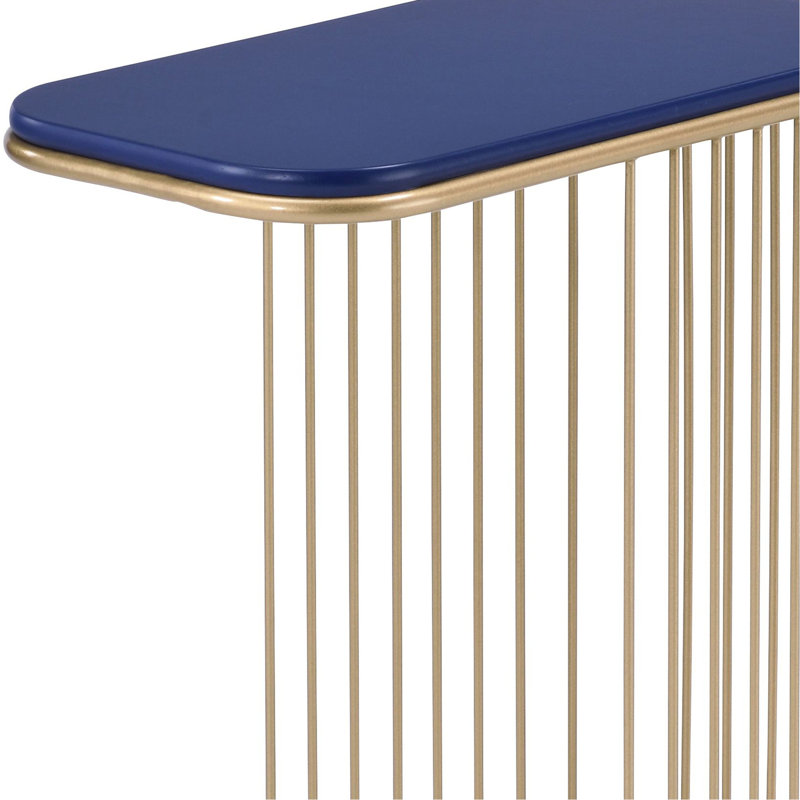 Table d'appoint hypnotisante bleue et dorée avec des options utilitaires distinctives captivantes