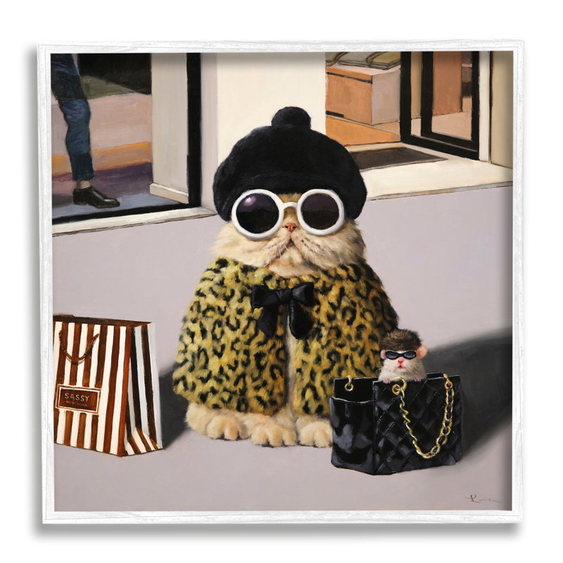 Sac à main Sassy Glam Cat Designer Fashion par Lucia Heffernan - impression, H 17 po x l 17 po x P 1,5 po
