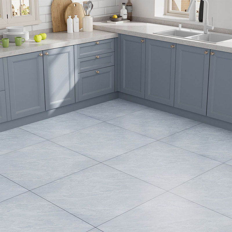 8Pcs 80x80cm Realistic Stone Texture Self Adhesive PVC Flooring, Light Grey