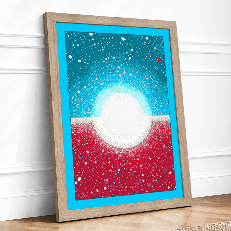 Alien Sunrise Minimalist 1 Piece Single Picture Frame Wall Art, A4 - 29.7 x 21.0 cm, Oak