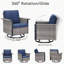 Ensemble de chaises d'extérieur pivotantes à bascule en osier avec coussins de véranda-6011124-6011130