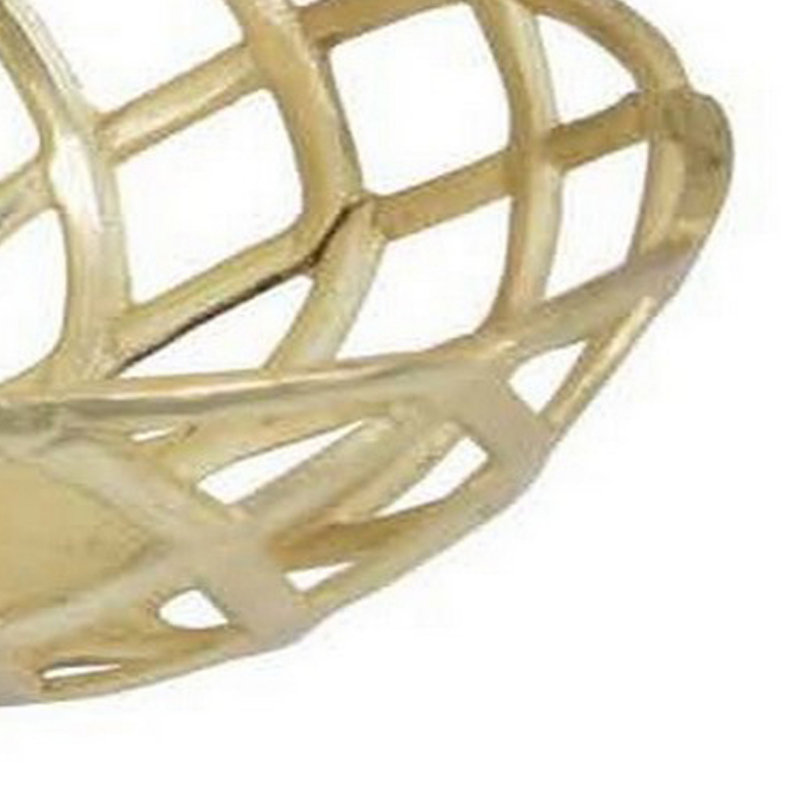 Benjara Lyna Decorative Basket, Gold