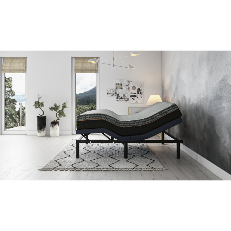Queen-Size Adjustable Bed Base With Head And Foot Position Adjusting Feature, Wireless Remote, 2 Ports, , 3 Preset Positions, & Massage, Led Lighting, Emergency Battery Supply, Legs Positioning,