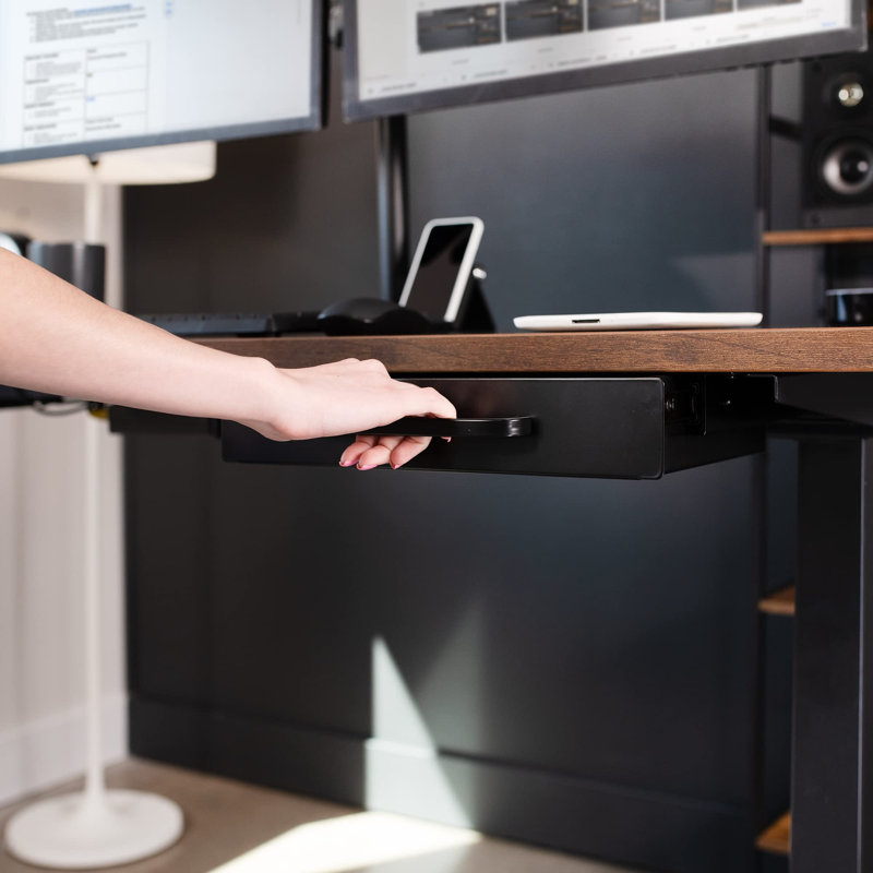 Under Desk Mounted Sliding Pull-Out Drawer For Office Desk, Pull Handle