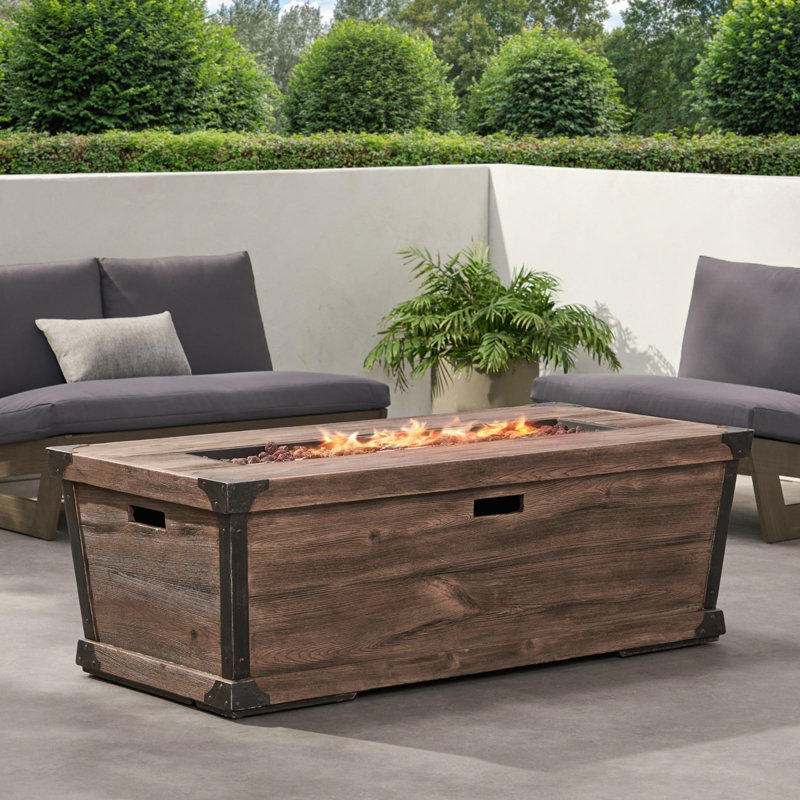 Table de feu d'extérieur en béton pour patio (couvercle de réservoir non inclus)