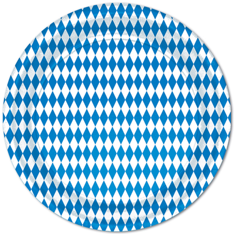 Assiettes bleues et blanches - 9 po - paquet de 12