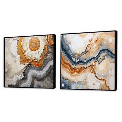 Beige And Yellow Stone Geode Simplicity - Stone Geode Square Collage Set Of 2