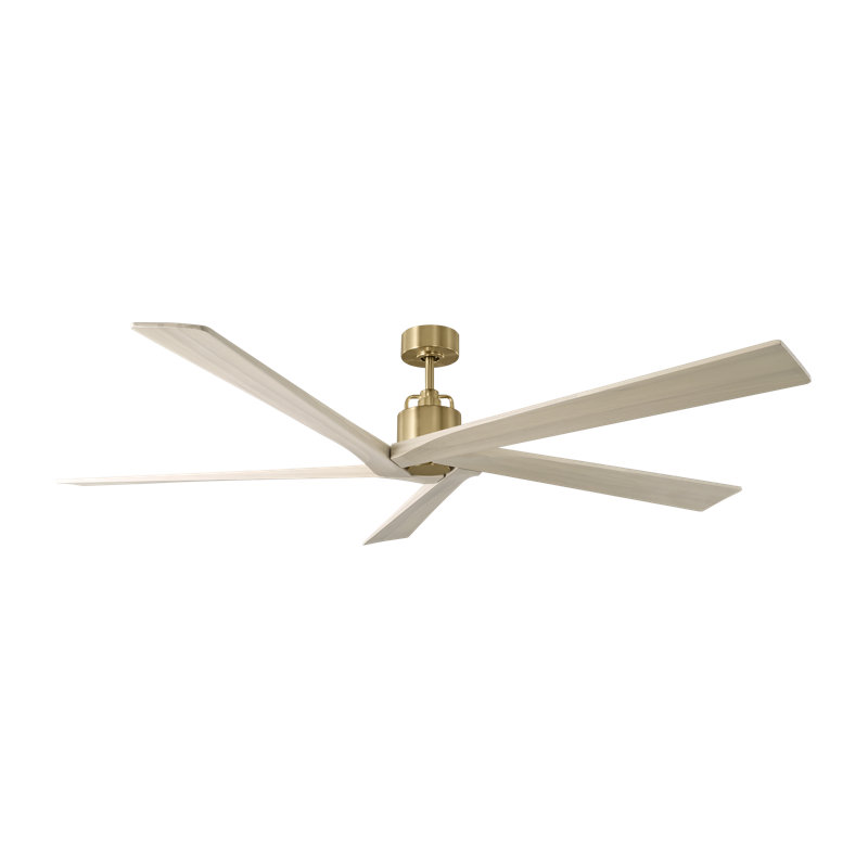 Visual Comfort Fan Aspen 70 Indoor Ceiling Fan with Washed White Oak blades and Handheld Remote, Burnished Brass