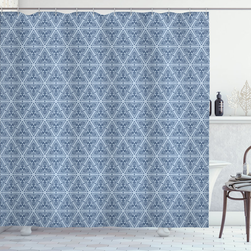 Ensemble de rideau de douche + crochets, H 69 po x l 75 po, Azure pâle