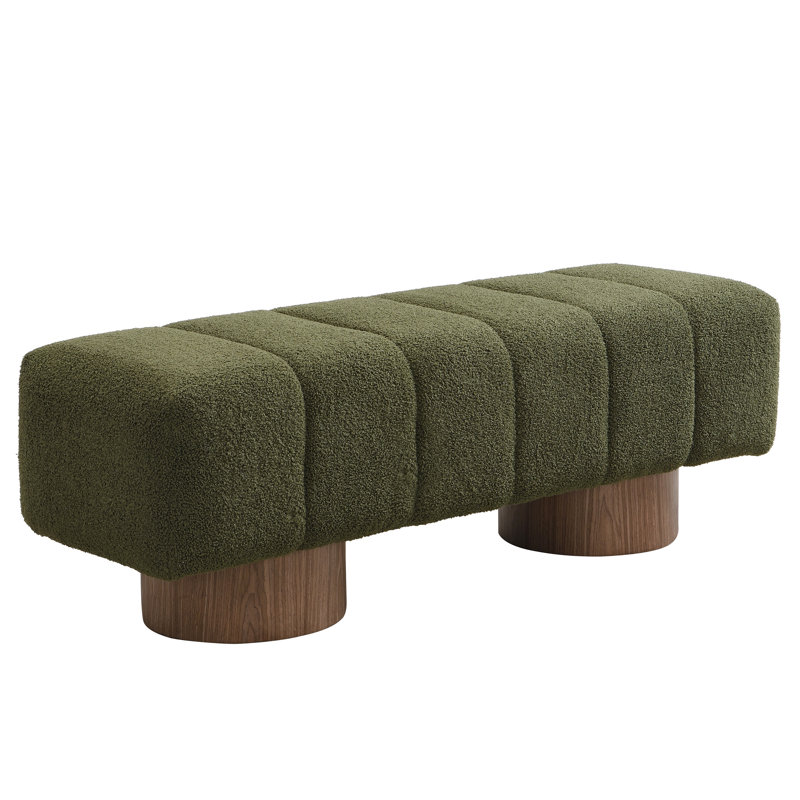 Boucle Upholstered Dining Stool, No Setup, 300 Lbs Capacity, Versatile For Room Furnishing Arrangement Ideas Concepts, Green