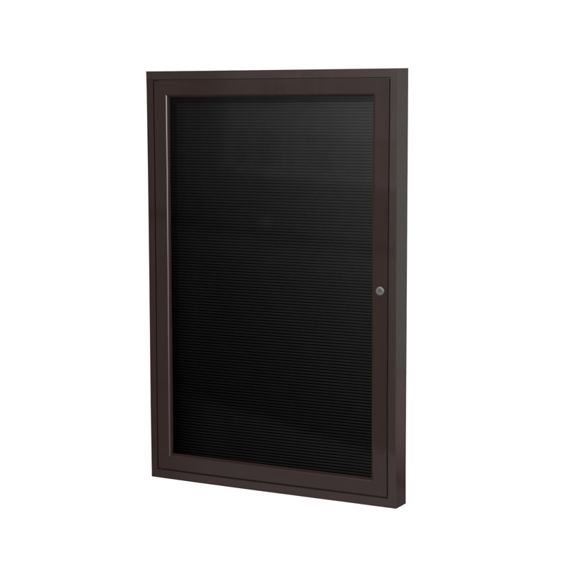 Panneau d'affichage en vinyle fermé à 1 porte avec cadre en aluminium satiné Ghent, Noir, H 24 po x l 18 po x P 2,25 po