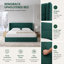 Structure de lit tapissier Annek avec rangement relevable, tête de lit à oreilles de H 40,9 po, lattes de bois et structure en métal, plusieurs tailles et options de tissu disponibles-1542829533-1537809586