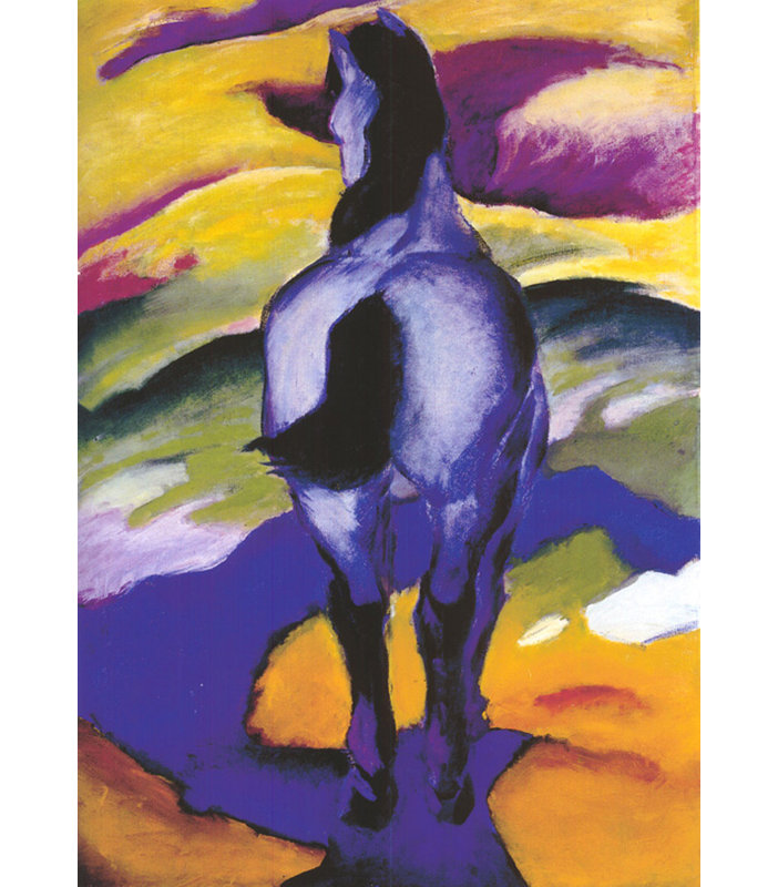 Cheval bleu, H 24 po x l 17 po