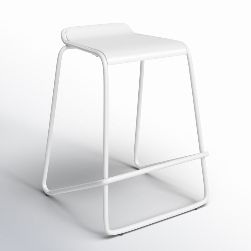 Ready Stool with Metal Frame, White, Counter Stool (25" Seat Height)
