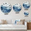 Horloge murale en métal - Nuage d'aquarelle dansant bleu et blanc-93379911
