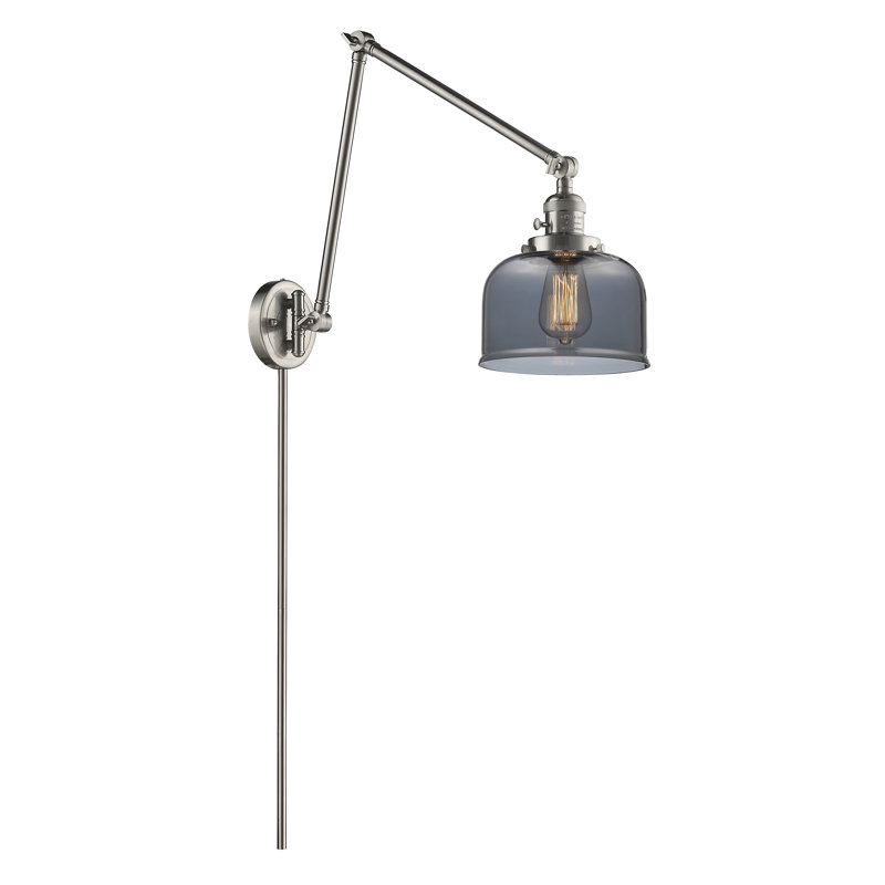 Lampe murale avec bras pivotant 1 lumière Kiger, Plaqué couleur fumée, Laiton antique noir, Ampoule DEL 6 watts Vinage