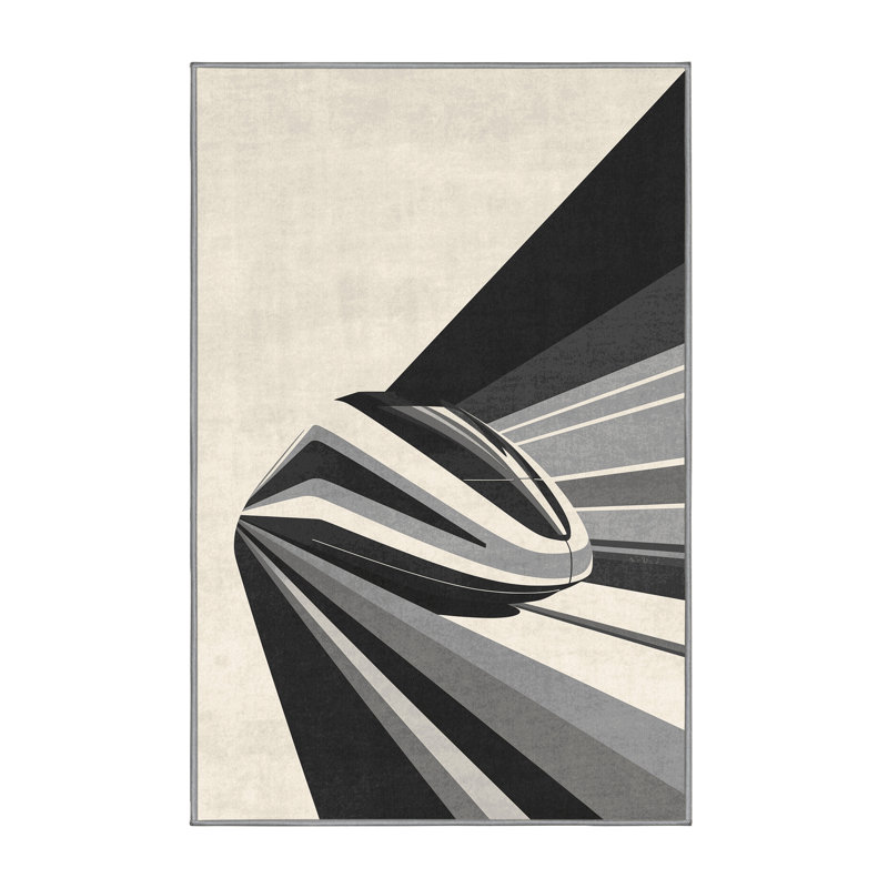 Tapis moderne moderne et contemporain lavable à la machine pour véhicules et moyens de transport beige, 4 x 6