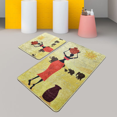 Antibacterial Bathmat Set (2 Pieces), 100% Polyester, 19.7 x 23.6 inches & 23.6 x 39.4 inches | Non-Slip Underside, Pile Height: 0.4 inches | Machine Washable, Soft and Durable, Ideal for Bathroom Safety & Comfort