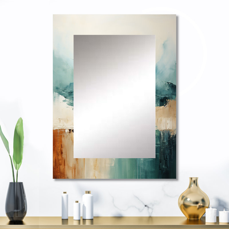 Minimalism Harmonic Horizon Landscape - Minimalism Mirror, Blue Decorative Wall Mirror, Printed Metal Art, 32" x 24"
