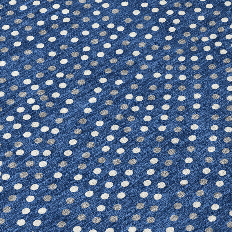 Navy and White Synthetic Flat Woven Washable Rug