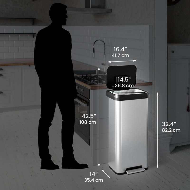 Step on Trash Can, 20 gallons, Stainless Steel