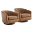 Fauteuil demi-tonneau pivotant en cuir véritable Bennett (ensemble de 2)