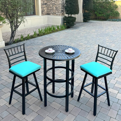 Aluminum 3-Piece Patio Bar Set with 30'' Round Bar Table