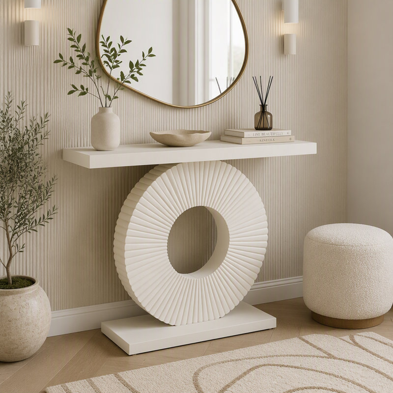 Canapé moderne en bois avec base géométrique, Blanc