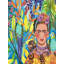 Tapis multicolore à motif de perroquet tropical, de singe et de silhouette humaine Barcelona Collection-344370299