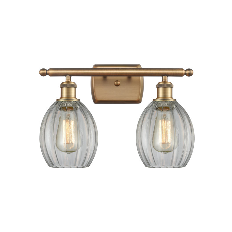 Éclairage pour salle de bain à intensité variable 2 lumières Fleshman, Transparent, Ampoule DEL 6 watts Vinage, Laiton brossé