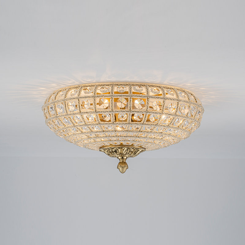 Plafonnier encastré en cristal doré 3 lumières Modern Glam
