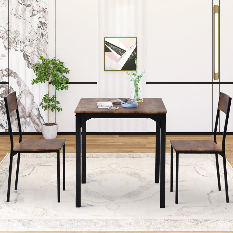 Fremont 2 - Person Dining Set, Rustic Brown/Black, Black, Rustic Brown