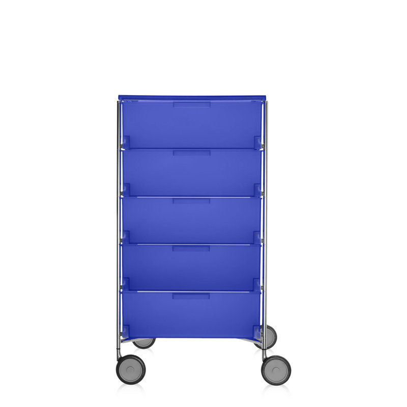 Mobil Drawer Storage, Translucent Cobalt, With Wheels, 6 Hi