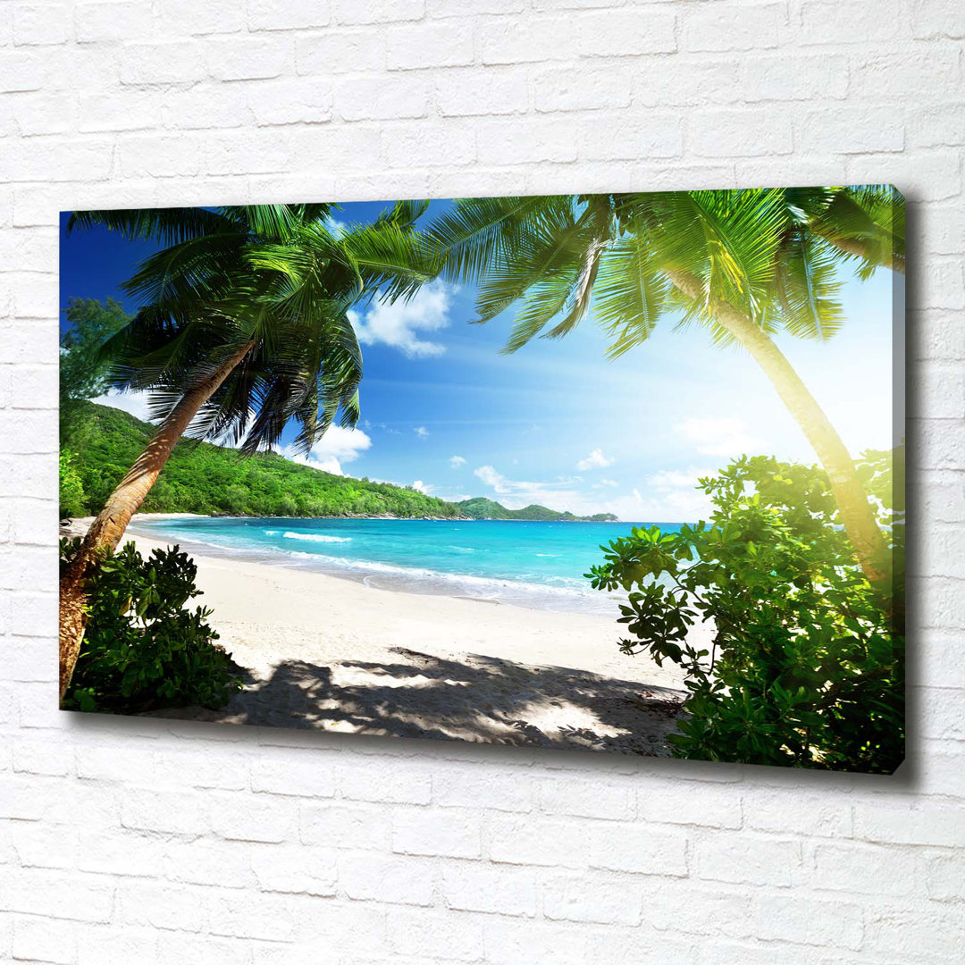 Leinwanddruck - Wandkunst - Drucke auf Leinwand - 100X70 Bildmotiv: Seychellen Strand