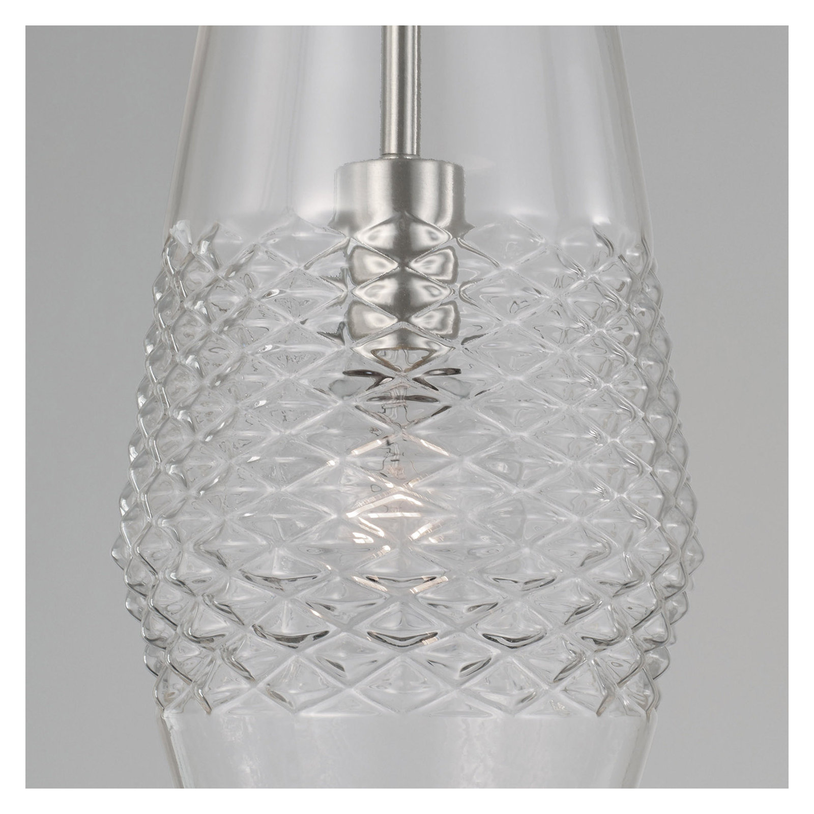 Single Light Glass Dimmable Pendant, Brushed Nickel