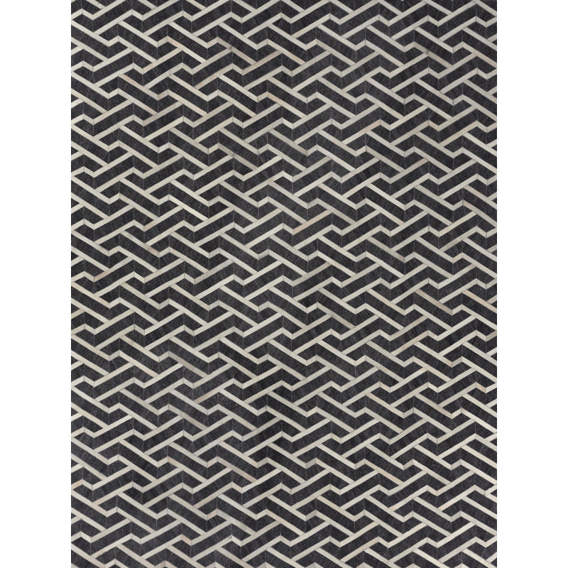 Berlin Cowhide Geometric Area Rug, Rectangle 5' x 8'