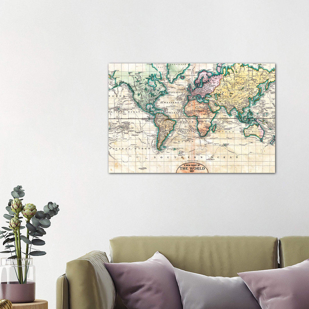 Vintage World Map 1801 by Nature Magick - Wrapped Canvas Print