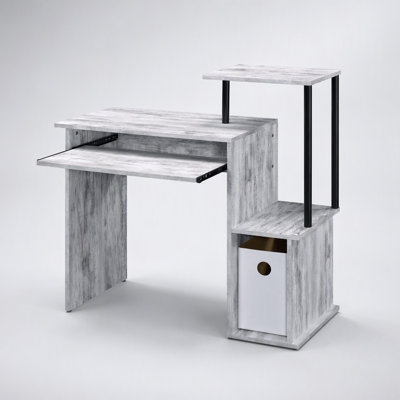 Bureau d'ordinateur Lyphre avec plateau pour clavier, compartiment de rangement et tablette spacieuse pour le bureau à domicile