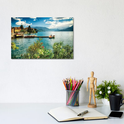 Varenna Harbor View by George Oze - Wrapped Canvas Print