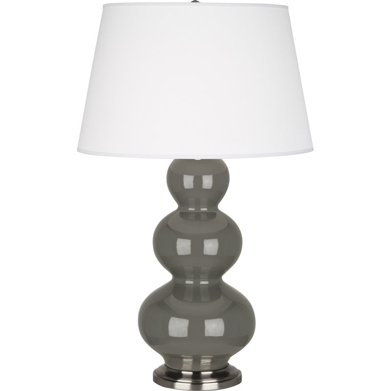 Triple Gourd Ceramic Table Lamp, Ash/Antique Silver, Antique Silver