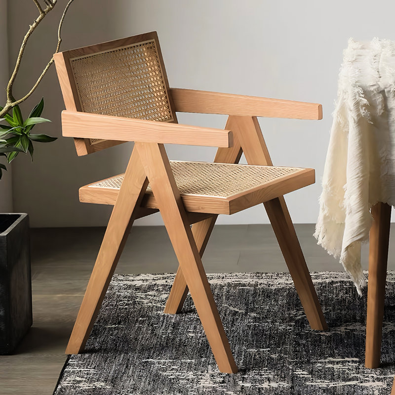 Chaises d'appoint modernes avec accoudoirs, confortables pour le salon et la salle à manger, chaises de style Mid-Century élégantes en bois brun, chambre à coucher idéale, salle de lecture, caoutchouc