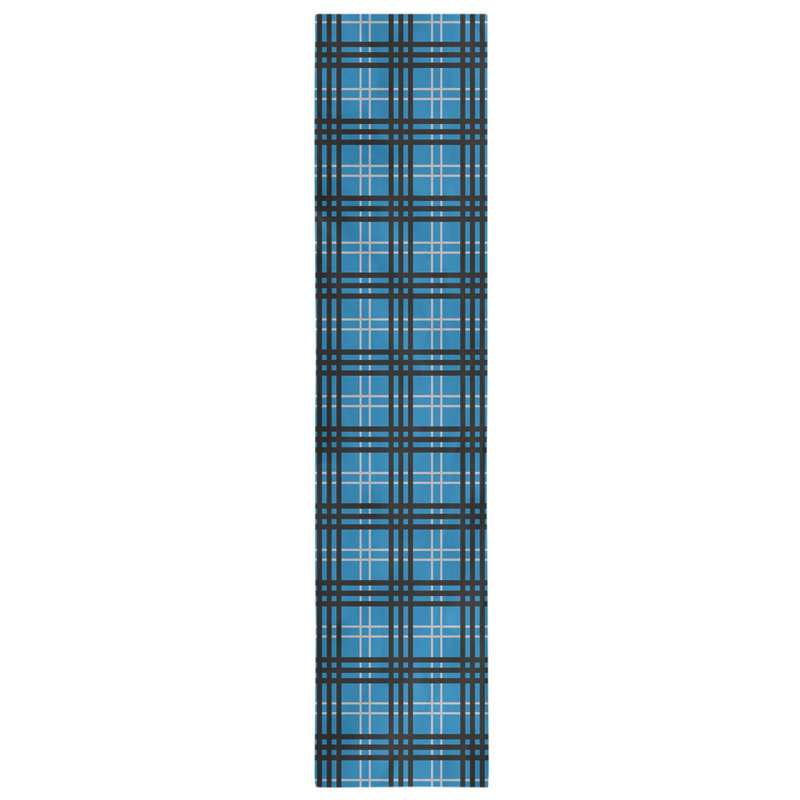 Paid Polyester Table Runner, 90" L x 16" W, Honolulu Blue/Silver/Black