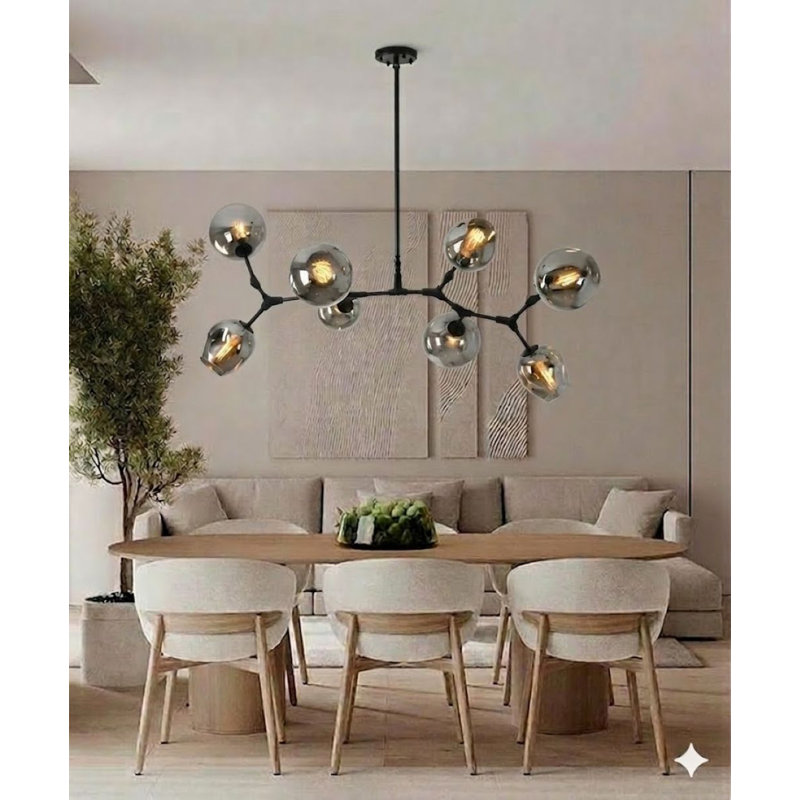 Lustre linéaire 8 lumières Transitional, Fumée