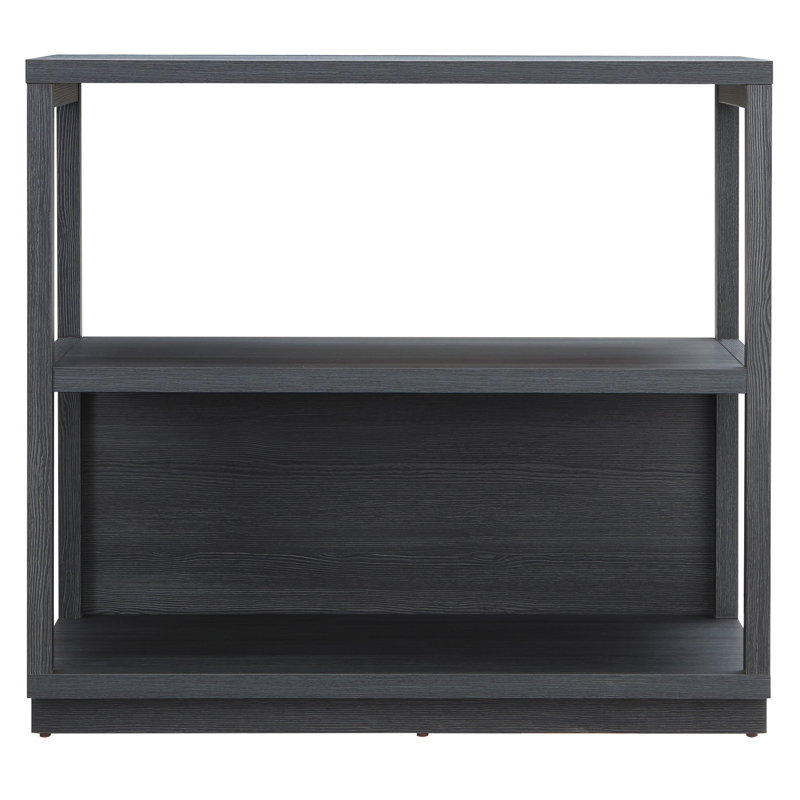 Thalia 33"H 2-Tier MDF Tall Rectangular Bookcase in Charcoal Gray, Charcoal Gray