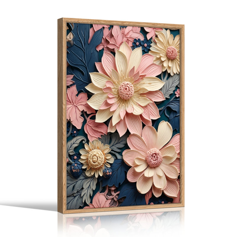 Ensemble de 1 tableau sur toile à motif floral, 36"H x 24"W, Natural